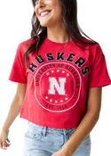 Huskers Crop Tee Embroidery