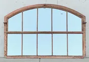 10 Pane Repurposed Arched Iron Factory Mirror