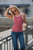 All-Day Stripe Tank Top - Red-FINAL SALE