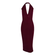 Buttoned Collared Halter Midi Dress