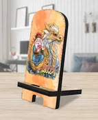 2024 Dated Santa with Dragon Cell Phone Stand Christmas Decor Wood Mobile Tablet Holder Charging Station Organizer - 8611088C-24