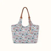 La Jolla Tote in Cotton Canvas - Batik Blooms Canvas