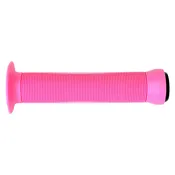 Black Ops Circle Bicycle Grips – Classic Ribbed BMX Handlebar Grips with Flange – 145mm – Includes End Plugs – Tool-Free Installation – Pink