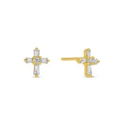 Baguette Cross Stud Earrings