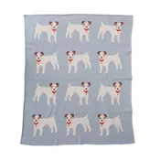 Creative Co-op - Cotton Knit Baby Blanket with Dogs- Blue