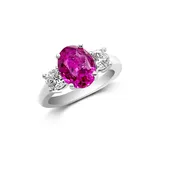 Three Stone Pink Sapphire Diamond Ring