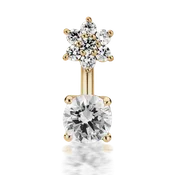 4.5mm CZ Flower and 4mm Prong Set CZ Navel Barbell