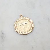 25mmx21mm 14K Gold Filled Large Chai Scalloped Edged Decorative Edge Round