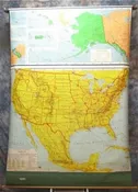 1967 AJ Nystrom 50 States Map, United States Canvas Large Map, Wall Art Vintage