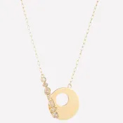 Caroline Gold Circle Pendant Necklace