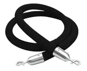 Black Velvet Rope with Chrome (silver) Clasp for Stanchions