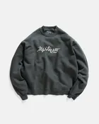 18 EAST x TRUSTEVER FERMI HAND-EMBROIDERED CREWNECK SWEATSHIRT - DEEP FOLIAGE / TRAVERTINE 19oz. ALL COTTON LOOPBACK TERRY FLEECE