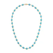 18k Turquoise Bezel Set Ovals Necklace