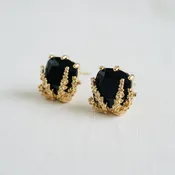 Geometric Black Gold Drop Earrings