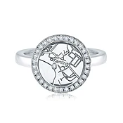 14k White Gold Circle Map Ring
