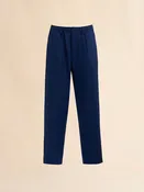 Pantalon raccourci en laine tropicale bleu et noir