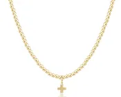 15" Choker Beaded - Classic Gold 3mm - Signature Cross Gold Charm