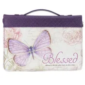 Blessed Purple Butterfly Blessings Faux Leather Fashion Bible Cover - Jeremiah 17:7