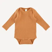 long sleeve lap neck bodysuit | caramel | organic cotton wide rib