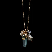 Aquamarine and Garnet Luxe Charm Necklace