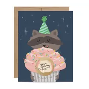 Inklings Paperie - Scratch-off Raccoon Birthday Card