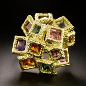 H. Stern Brutalist Multi-Gem Squares 18K Ring