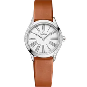 26 mm, steel on leather strap