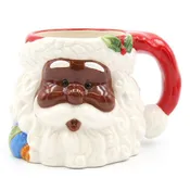 African American Santa Porcelain Mugs, Set of 4