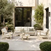 5-Seat Wooden Outdoor Furniture Set with Coffee Table and Side Table (PAS-2528-3SS+SS2+RTA+ST)