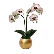 [GRB-OROCD] Gold Round Bowl Metal - Double Orchid Purple & White Artificial