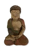 Antique Tibetan Polychrome Wood Carved