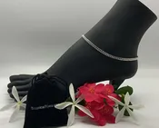 Beveled Curb Silver Anklet