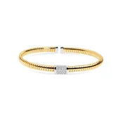 18K Cuff Bracelet with Medium Rectangular Pave Section