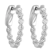 14k White Gold Classic Curve Diamond Oval Hoop Earrings