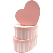 10.5" Gradient Heart Floral Box - Set of 3 - Pink