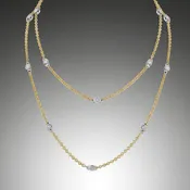 13 Diamond White and Yellow Gold Link Necklace