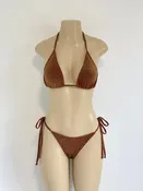 Chocolate/Gold Glitter Bikini Set