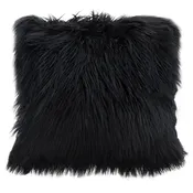 18" Square Accent Pillow by Diamond Sofa in Black Dual-Sided Faux Fur