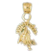 14k Gold 3-D Two Tone Turkey Charm