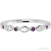 10K White Gold band with alternating 4 Round Purple Diamond and 5 Marquise Lab Grown Diamond having TCW-.56