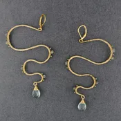 14K Gold Filled Hammered Snake with Stones Earrings