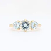 Aquamarine Ring, 1.09ct Aquamarine with 0.90cttw Aquamarine in 14KT Yellow Gold