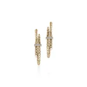14K Gold and Diamond Spear Medium Hoop Earrings