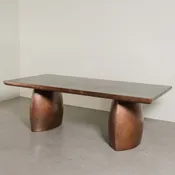 Antique Copper and Black Lacquer Bell Dining Table Base by Robert Kuo — ROBERT KUO