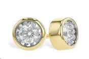14k Two-Tone Bezel Set .48ct Total Natural Diamond Earrings