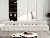 Ames 136" Boucle Fabric Upholstered 4-Pc Armless Modular Sofa - Cream