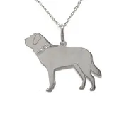 Bernese Mountain Dog Glitter Collar Sterling Silver Rhodium Plated Pendant