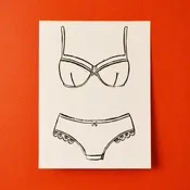 intimates - single linoleum print on white
