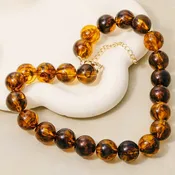 16" Marbled Beaded Necklace in Root Beer