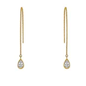 14 Karat Yellow Gold Threader Diamond Drop Dangle Earrings